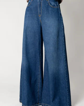 Blugi foarte largi din denim Dark Blue