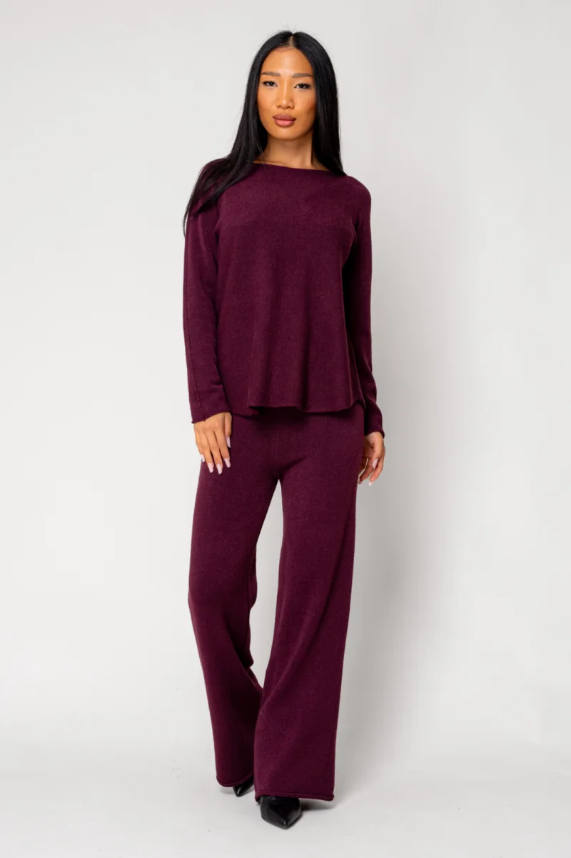 Set Vellera Pulover si Pantalon lung Burgundy