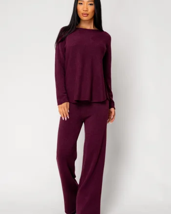 Set Vellera Pulover si Pantalon lung Burgundy