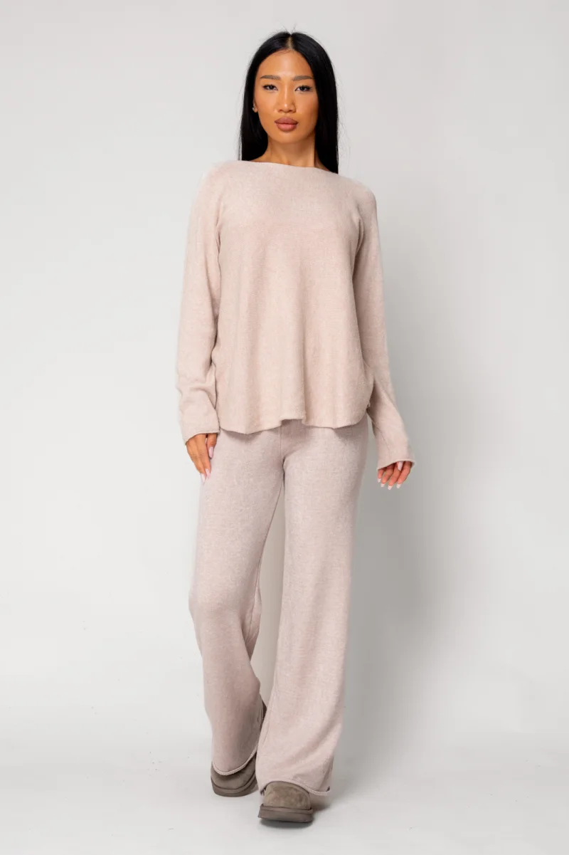 Set Vellera Pulover si Pantalon lung Beige