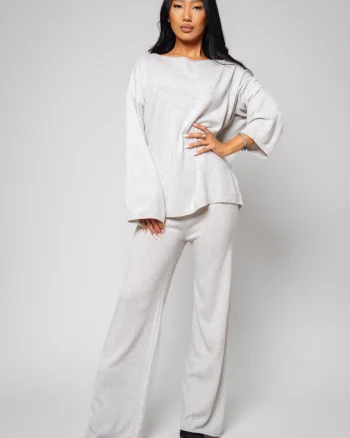 Set Lorelle mix lana si casmir pulover si pantalon lung Grey I