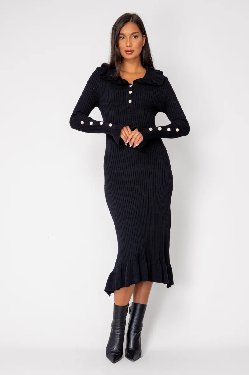Rochie lunga tricotata Black