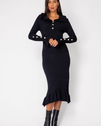 Rochie lunga tricotata Black