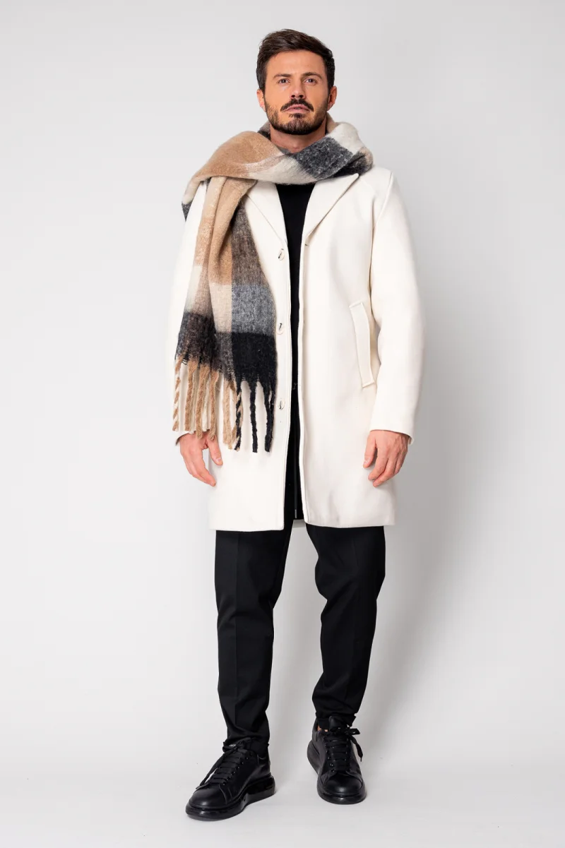Palton lung cu nasturi Off White