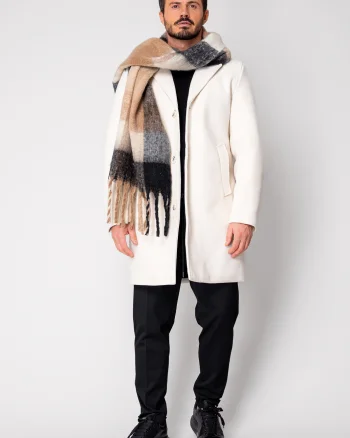 Palton lung cu nasturi Off White