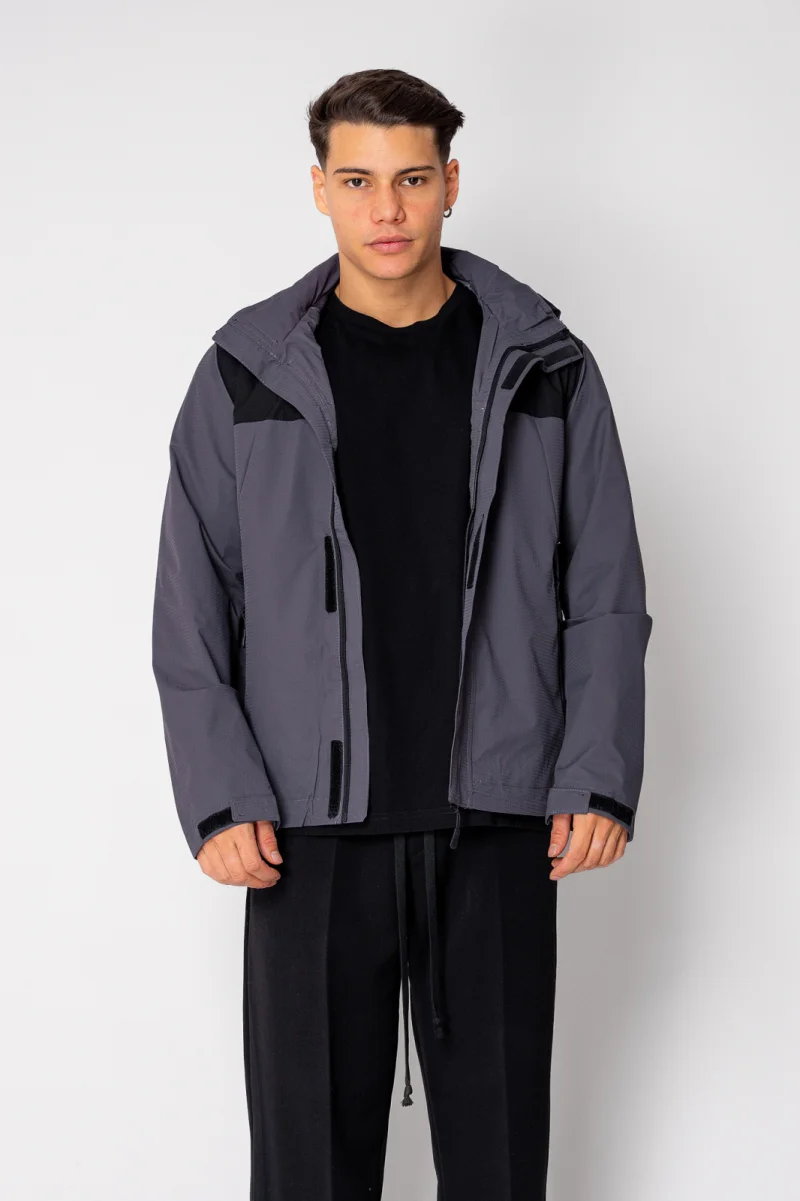 Geaca cu fermoar si buzunare Grey Anthracite
