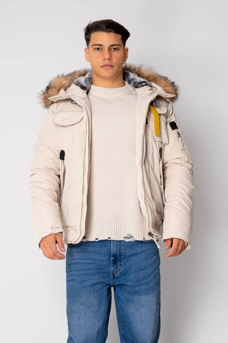 Geaca Heavy cu fermoar si buzunare Beige