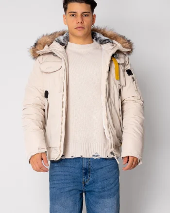 Geaca Heavy cu fermoar si buzunare Beige