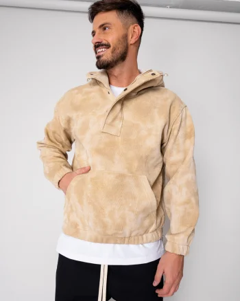 Hanorac cu fermoar scurt Beige