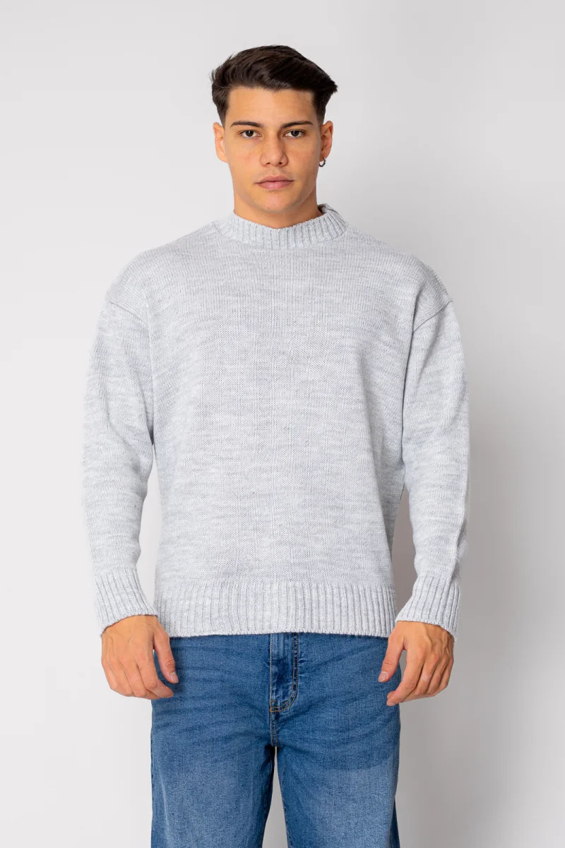 Pulover tricotat Grey Melange