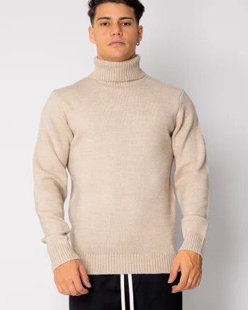 Pulover cu guler inalt Light Beige