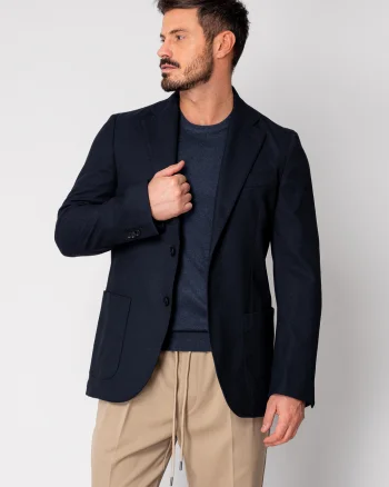Sacou din mix de stofa cu lana Navy