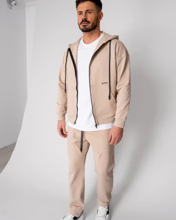 Set Loren din bumbac Jacheta si pantalon Beige