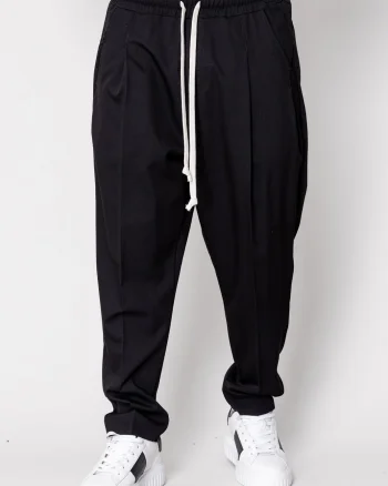 Pantalon lung larg cu snur Black