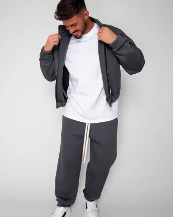 Set Winter Jacheta cu fermoar si pantalon drept Grey Anthracite
