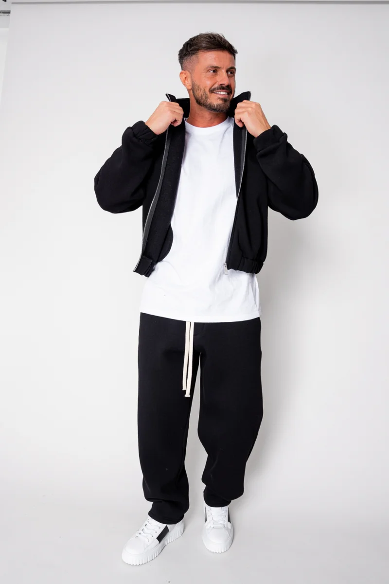 Set Winter Jacheta cu fermoar si pantalon drept Black