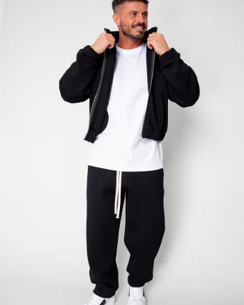 Set Winter Jacheta cu fermoar si pantalon drept Black