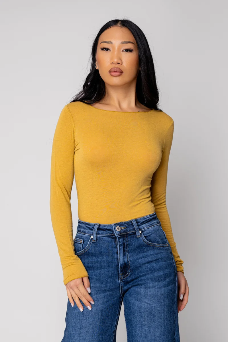 Bluza subtire din mix de casmir Mustard