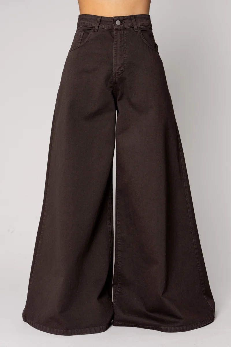 Blugi foarte largi din denim Brown