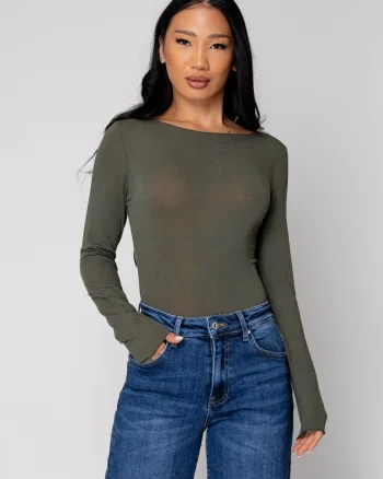 Bluza subtire din mix de casmir Light Kaki