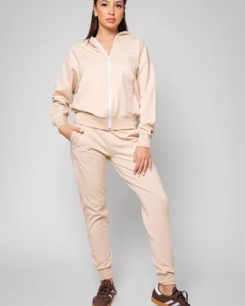 Set HyperA hanorac cu fermoar si pantalon Light Beige New