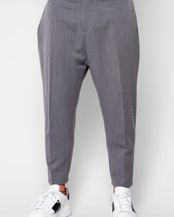 Pantalon lung cu elastic si nasture Grey Anthracite