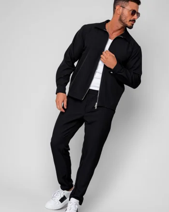 Set Caruso v2 Jacheta cu fermoar si pantalon lung drept Premium Black