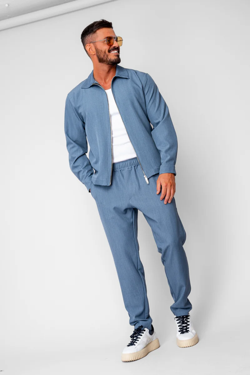 Set Caruso v2 Jacheta cu fermoar si pantalon lung drept Premium Storm Blue