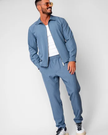 Set Caruso v2 Jacheta cu fermoar si pantalon lung drept Premium Storm Blue