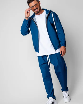 Set Camden din denim elastic Hanorac si Pantalon Lung drept Premium Dark Blue