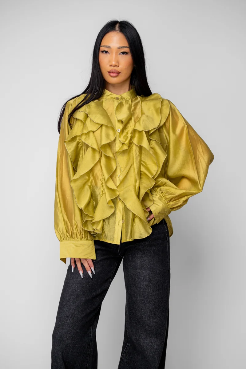 Camasa femei cu volane Mustard Yellow