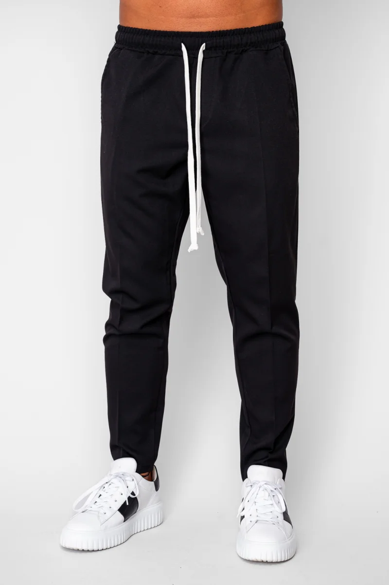 Pantalon lung conic cu snur Black