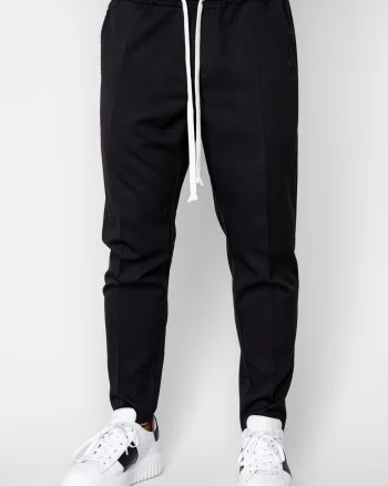 Pantalon lung conic cu snur Black