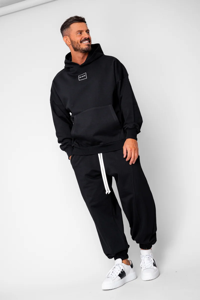 Set Oversized Hanorac si pantalon Baggy din 100% Bumbac - 400gr mp Premium Edition Black