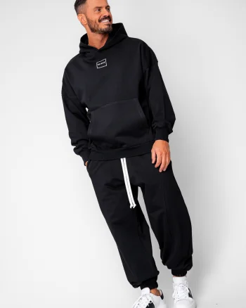 Set Oversized Hanorac si pantalon Baggy din 100% Bumbac - 400gr mp Premium Edition Black