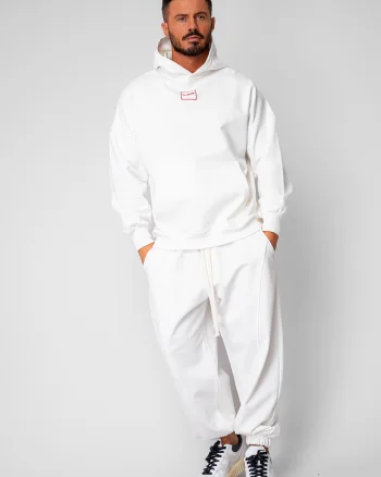 Set Oversized Hanorac si pantalon Baggy din 100% Bumbac - 400gr mp Premium Edition Off White