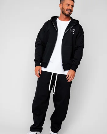 Set Oversized Hanorac cu fermoar si pantalon Baloon fit din 100% Bumbac - 400gr mp Premium Edition Black