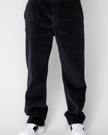 Pantaloni Relaxed Fit lung din reiat bumbac Black