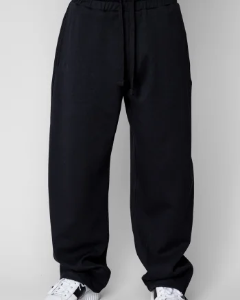 Pantaloni din bumbac, lung cu cordon elastic cu stopper la terminatie Black
