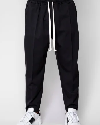 Pantaloni lungi cu snur usor conic Black