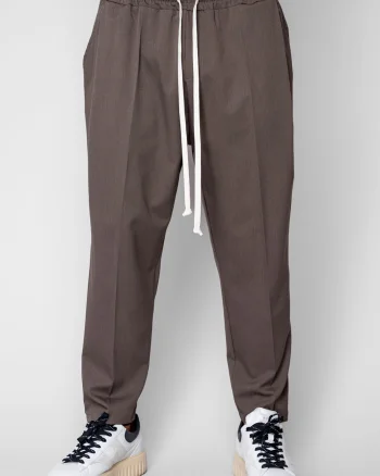 Pantaloni lungi cu snur usor conic Brown