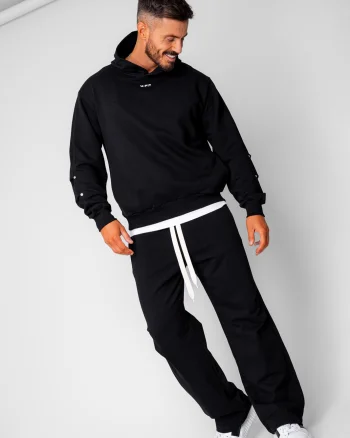 Set hanorac si pantalon drept cu capse Black