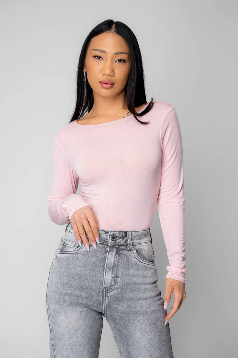 Bluza subtire din mix de casmir Light Pink