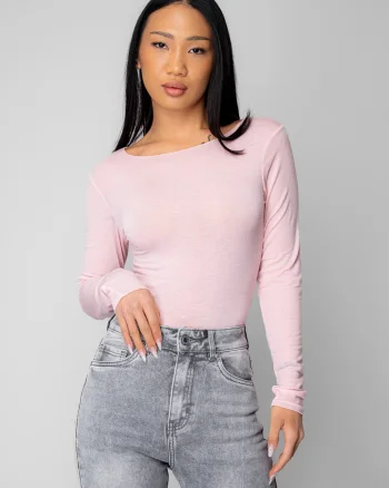 Bluza subtire din mix de casmir Light Pink