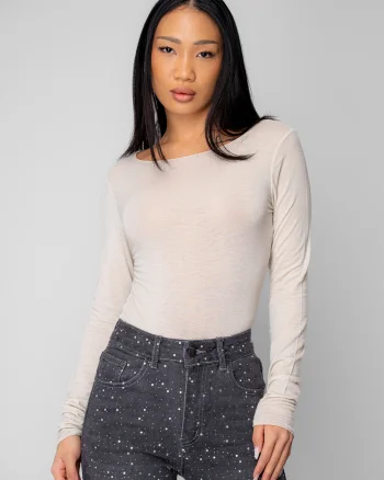 Bluza subtire din mix de casmir Cream