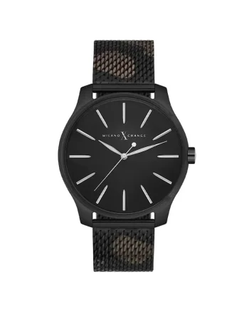 Ceas barbatesc  MEX3103, carcasa otel 44mm, curea otel, rezistent la apa 3 ATM, negru