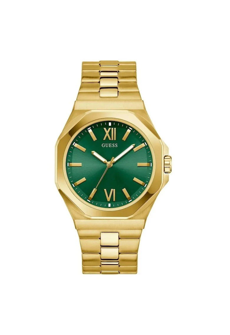 Ceas barbatesc  model GW0849G2, quartz, 44mm, verde, curea din otel aurie