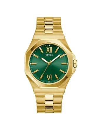 Ceas barbatesc  model GW0849G2, quartz, 44mm, verde, curea din otel aurie