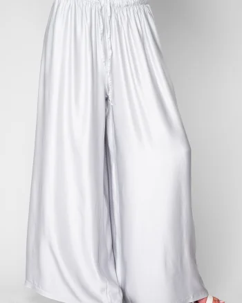 Pantalon lung din mix de matase Light Grey