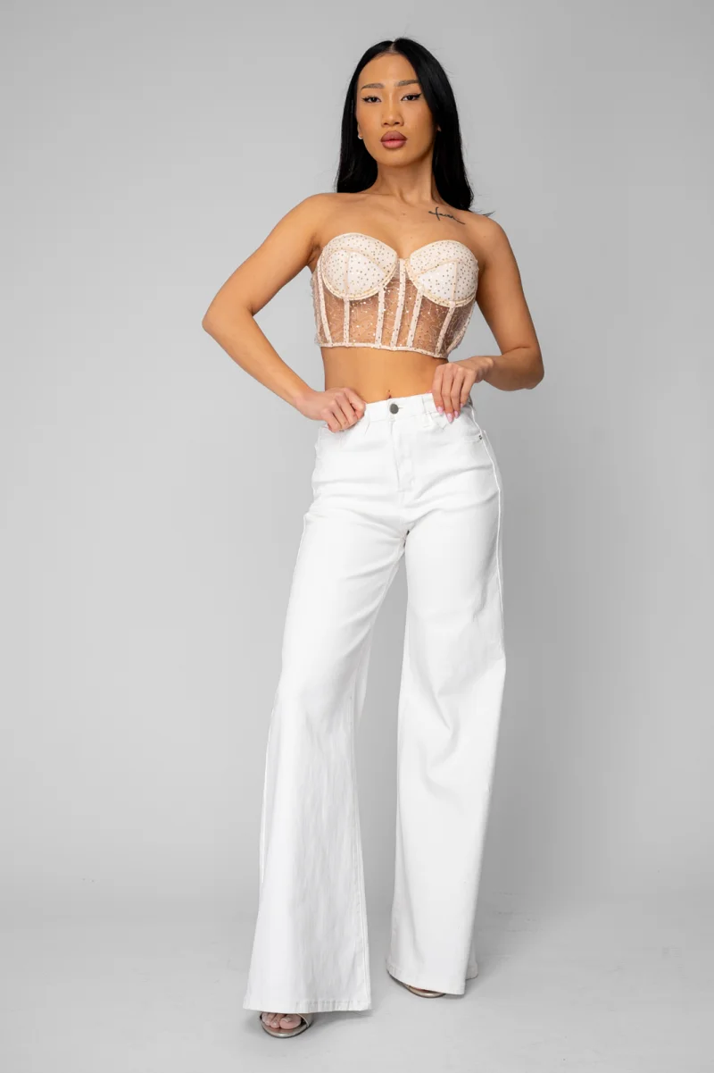 Blugi elastici evazati din denim Off White